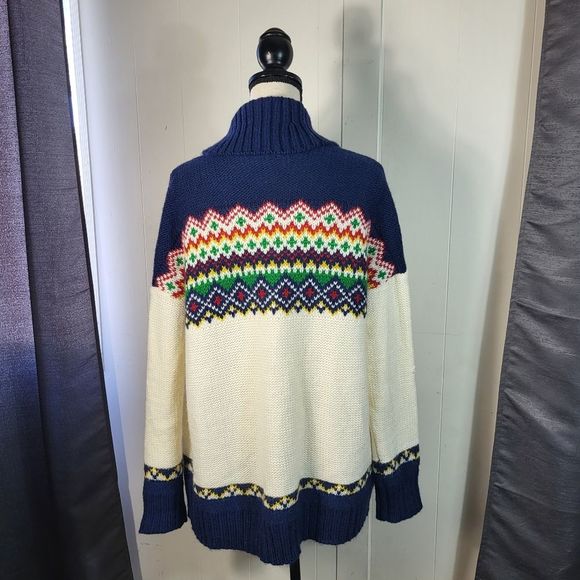 American Eagle Alpaca Wool Mohair Blend Nordic Knit Open Cardigan Size Large - Picture 5 of 5